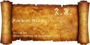 Karkus Milán névjegykártya