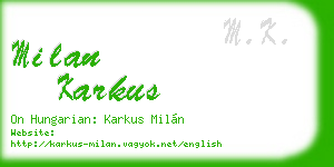 milan karkus business card